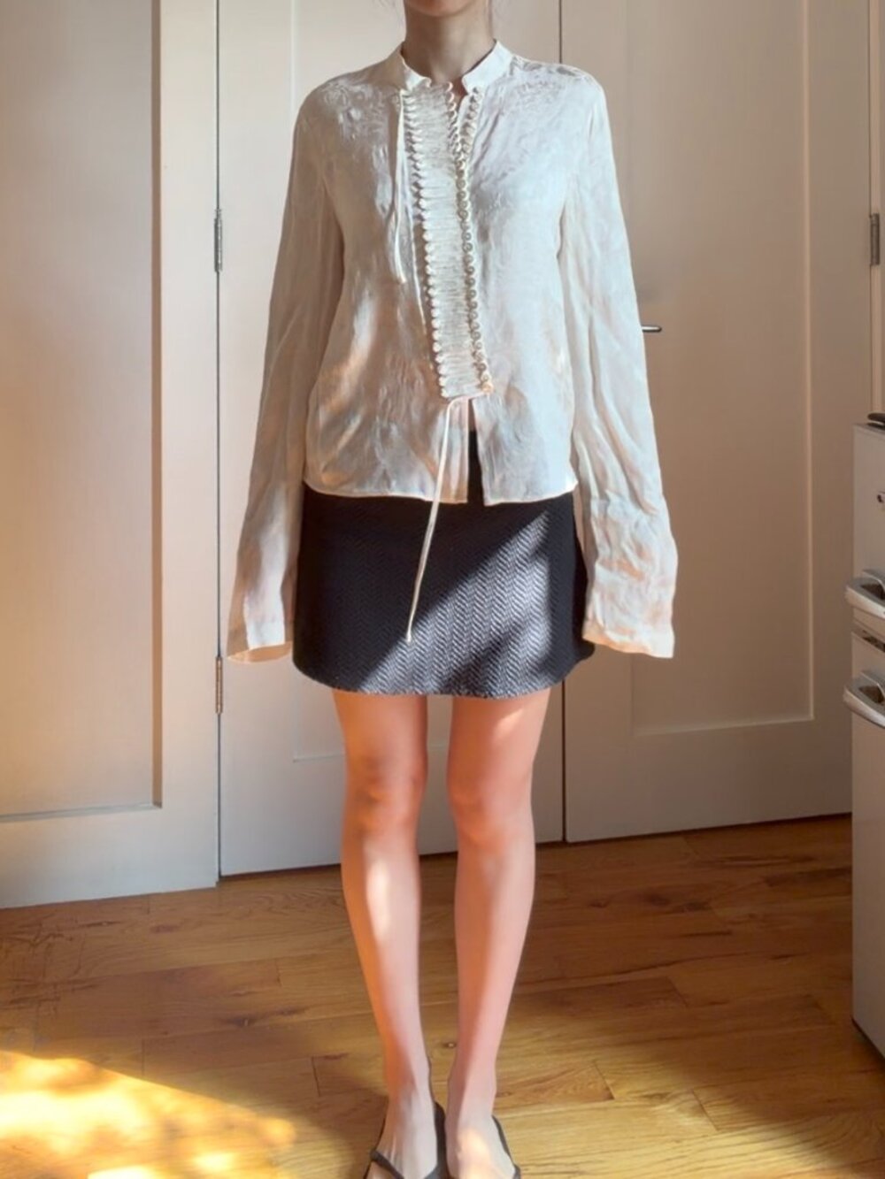 Mango Jacquard button-down blouse